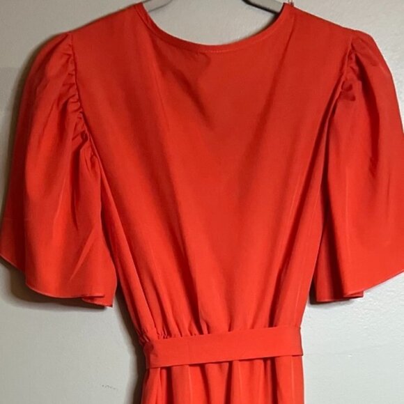 Orniya Women's Belted Surplice Flutter Sleeve Maxi Dress in Size 8 in Orange - Picture 6 of 8